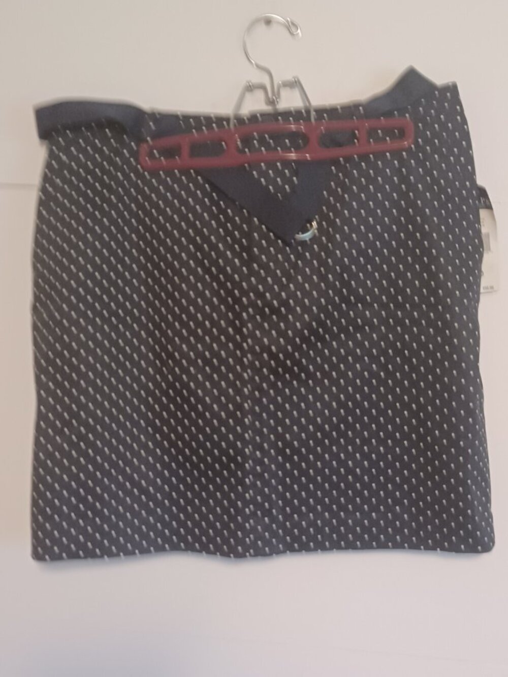 Chaps Floral Pencil Mini Skirt Pockets  Blue White Polka Dots Women's Size 10